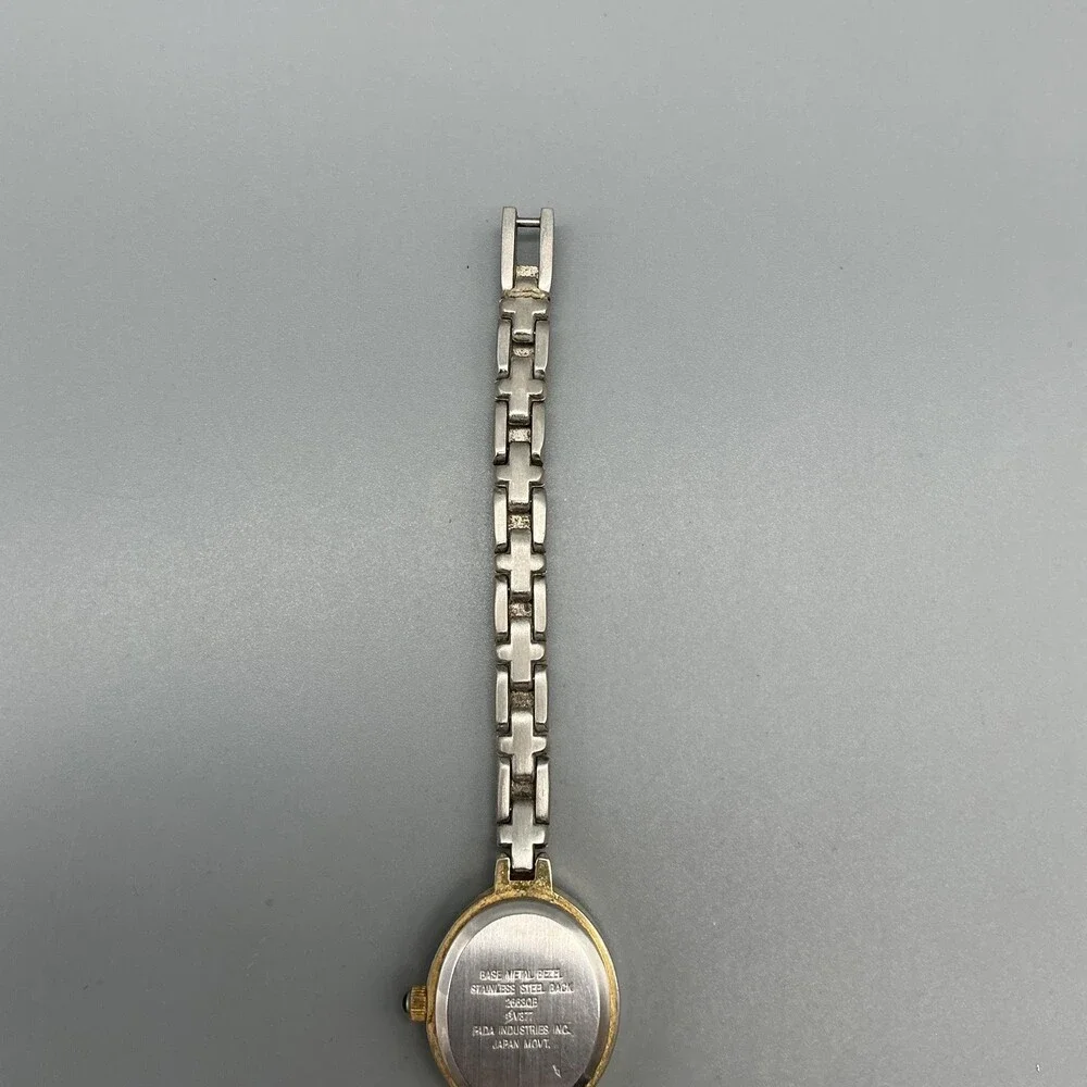 Gloria Vanderbilt Womens Watch 20mm White Dial Two Tone Oval New Battery 7.5